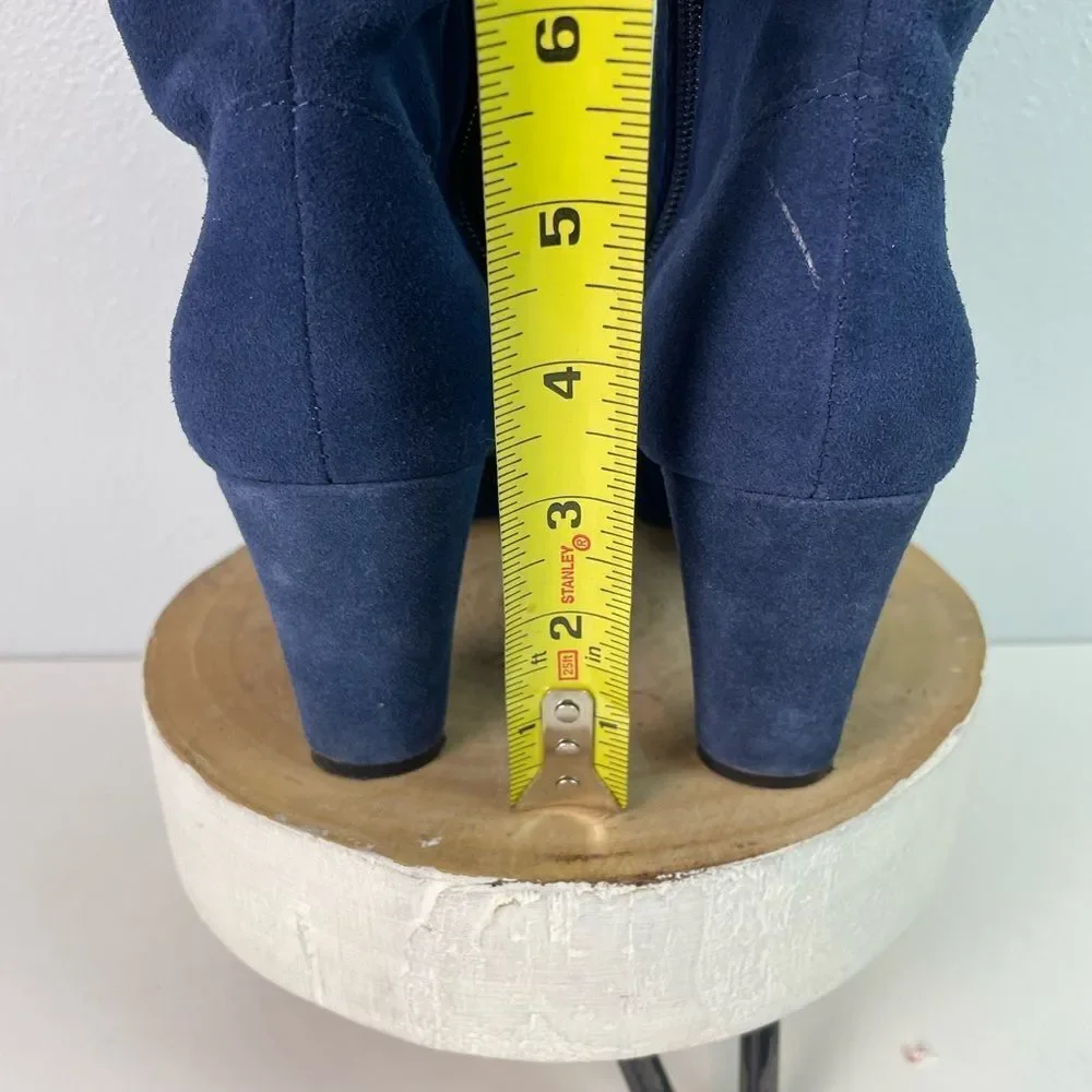 Hot in Hollywood Blue Leather Over the Knee Slouchy Boots Size 8W EUC